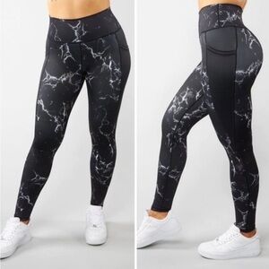 BuffBunny Black and White Marble Leggings